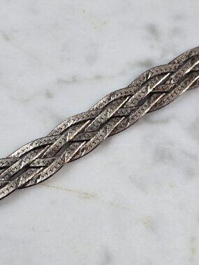 Vintage Estate Sterling Silver Braided Italian Herringbone Bracelet 6.9g E6764